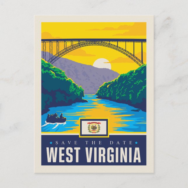 Invitation Carte Postale Save the date | West Virginia (Devant)