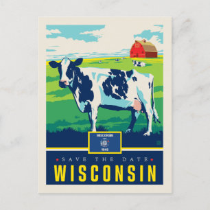Invitation Carte Postale Save the date Wisconsin