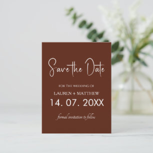 Invitation Carte Postale Script Brown Caramel élégant