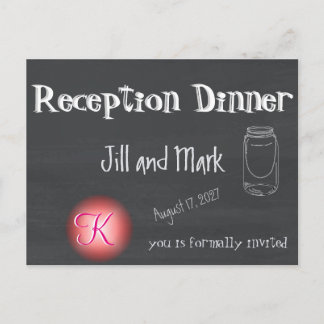 Invitation Carte Postale Script Monogramme 3d Rustique Chalkboard