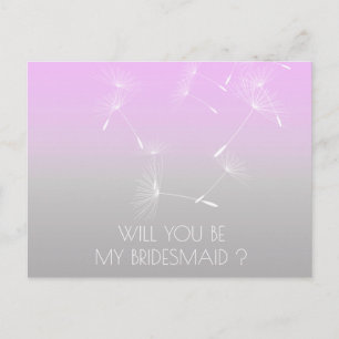 Invitation Carte Postale Seras-Tu Ma Servante D'Époux Dandelion Lavanda Omb