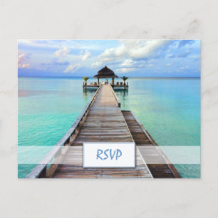 Invitation Carte Postale Serenade Jetty Maldives Beach Wedding RSVP