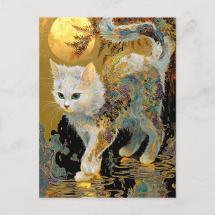 Invitation Carte Postale Serene Rinpa Cat   Zen or japonais