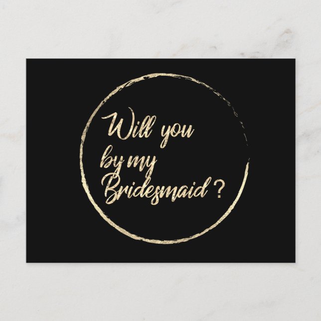Invitation Carte Postale Serez-Vous Ma Femme D'Accueil Cercle Wreath Black  (Devant)