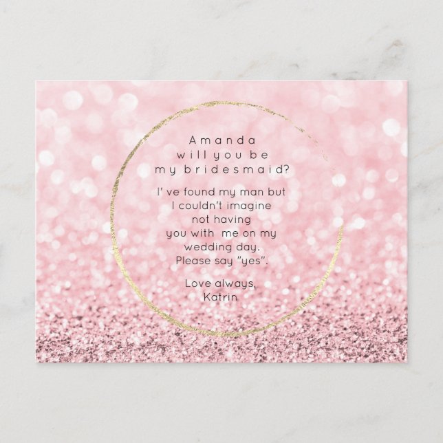 Invitation Carte Postale Serez-Vous Ma Femme D'Accueil Parties scintillant  (Devant)