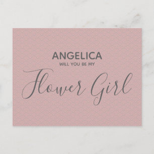 Invitation Carte Postale Serez-vous ma fille de fleurs Pretty Pink Motif