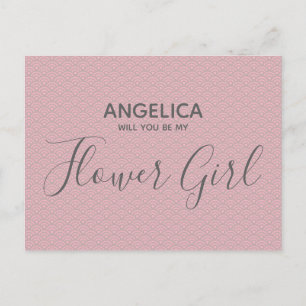 Invitation Carte Postale Serez-vous ma fille de fleurs Pretty Pink Motif