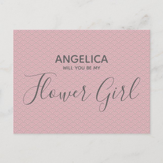 Invitation Carte Postale Serez-vous ma fille de fleurs Pretty Pink Motif (Devant)