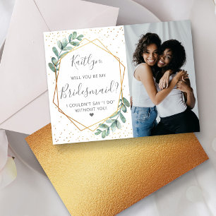 Invitation Carte Postale Serez-Vous Mon Éucalyptus Géométrique