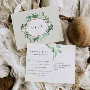 Invitation Carte Postale Serre   Aquarelle Botanique Choix de repas RSVP