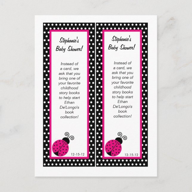 Invitation Carte Postale Signet Black Spring Time Lady Bug (Devant)