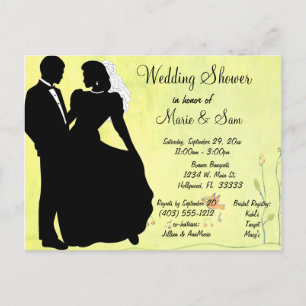 Invitation Carte Postale Silhouette Bride Et Arrière - plan De Ressort De L