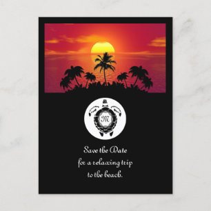 Invitation Carte Postale Silhouette Diamant Monogramme de la tortue de mer