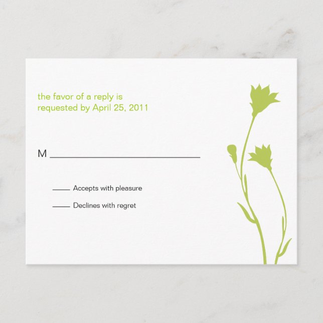 Invitation Carte Postale Silhouette florale RSVP (Devant)