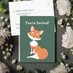 Invitation Carte Postale Simple Anniversaire Renard Enfant