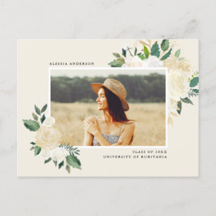 Invitation Carte Postale Simple Aquarelle Verdure Floral Graduation Party