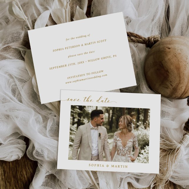 Invitation Carte Postale Simple Elegant Chic Photo Wedding Enregistrer la d (Créateur téléchargé)