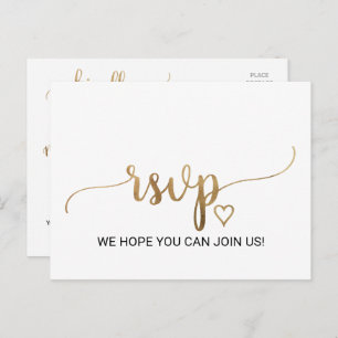 Invitation Carte Postale Simple Gold Calligraphie Demande de chanson RSVP C
