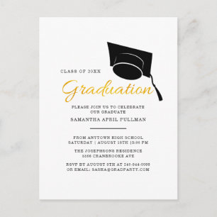 Invitation Carte Postale Simple Minimaliste 2025 Graduation Party