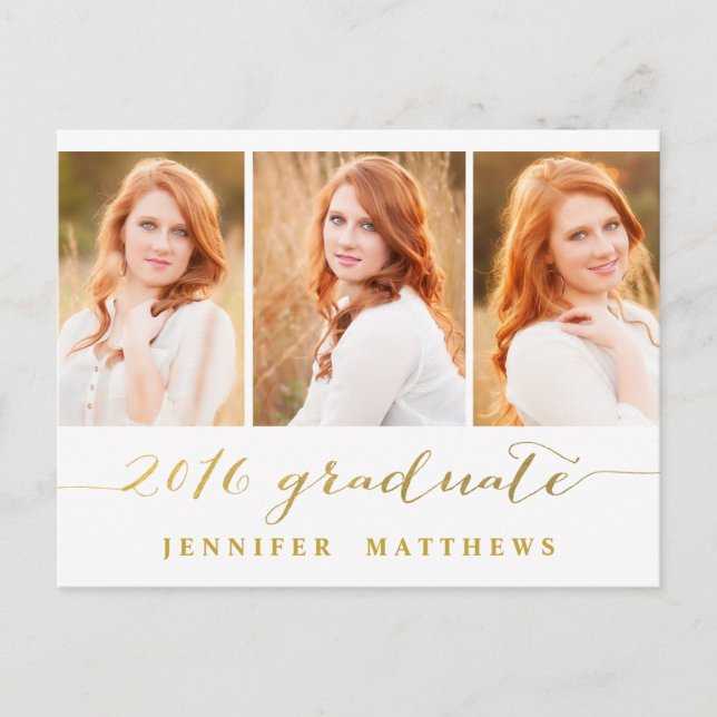 Invitation Carte Postale Simple Photo Collage 2016 Graduation Party (Devant)