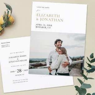 Invitation Carte Postale Simple Photo Design moderne Enregistrer la date In