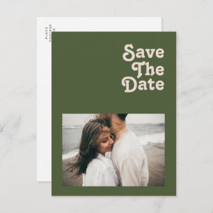 Invitation Carte Postale Simple Retro Vibe Olive Green Photo Enregistrer La