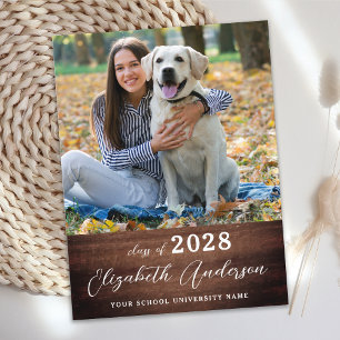 Invitation Carte Postale Simple Rustic Graduate Photo Diplôme sur mesure