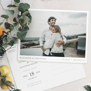 Invitation Carte Postale Simple style moderne photo mariage Enregistrer la 