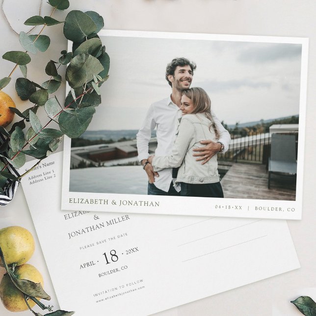 Invitation Carte Postale Simple style moderne photo mariage Enregistrer la  (Créateur téléchargé)