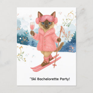 Invitation Carte Postale Ski Bachelorette Party pour amoureux de les chats