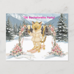 Invitation Carte Postale Ski pour la mariée sur la pente Bachelorette Party