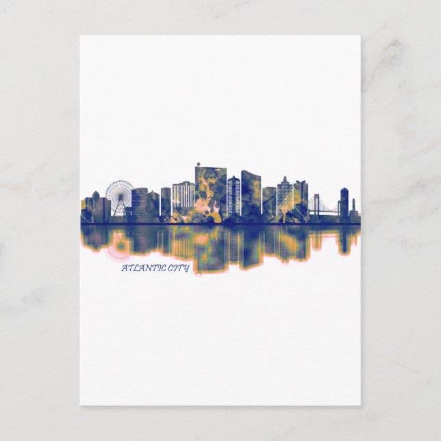 Invitation Carte Postale Skyline de la ville d'Atlantique (Devant)