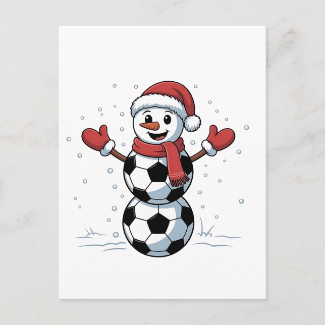 Invitation Carte Postale Snowman Soccer Noël Père Noël Baseball Sport (Devant)