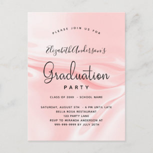 Invitation Carte Postale Soie de satin rose pâle pour la fête de graduation