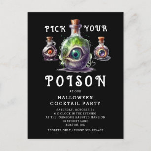Invitation Carte Postale Soirée Cocktail Halloween Choisissez Votre Poison