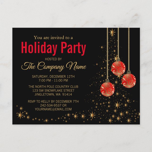 Invitation Carte Postale Soirée de Noël (Devant)