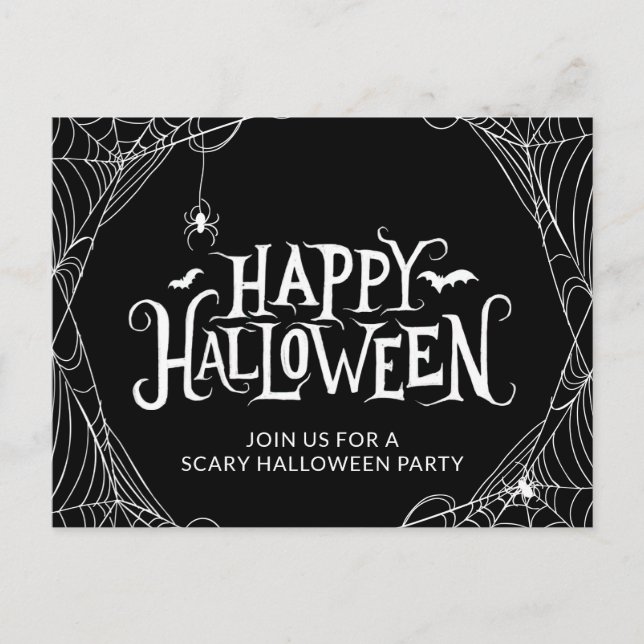 Invitation Carte Postale Soirée d'Halloween Toile d'Araignée Effrayante (Devant)