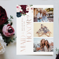 Sois ma femme d'honneur ? Bourgogne & Navy Florals