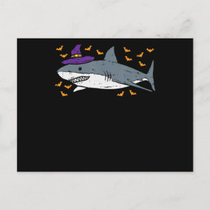 Invitation Carte Postale Sorcière Requin Drôle Animal Halloween