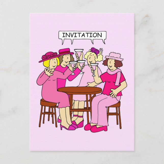 Invitation Carte Postale Soutien contre le cancer du sein Dames en Invitati (Devant)