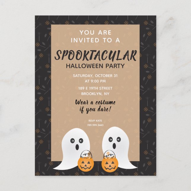 Invitation Carte Postale Spookltacular Halloween Party Ghost Trick Ou Treat (Devant)