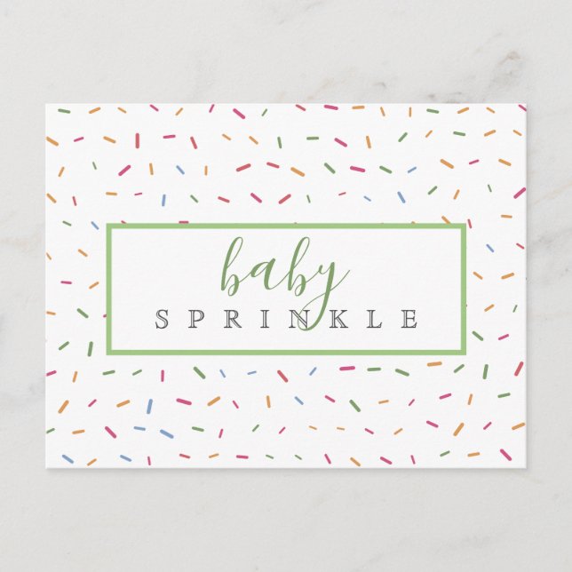 Invitation Carte Postale Sprinkles colorés Baby Sprinkle Baby shower (Devant)