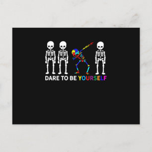 Invitation Carte Postale Squelette Dabbing Sensibilisation à l'autisme