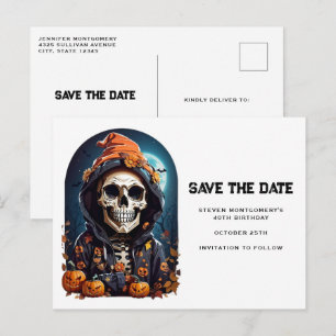 Invitation Carte Postale Squelette éffrayant avec Citrouilles mal Enregistr