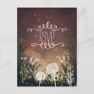 Invitation Carte Postale Stars de nuit rustiques enchantés & Foliage RSVP