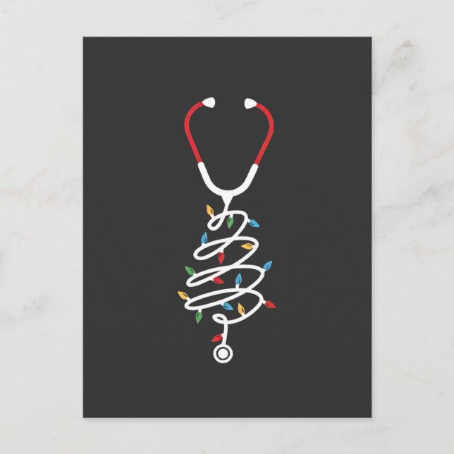 Invitation Carte Postale Stethoscope Fournitures Médicales Lumières Arbre d (Devant)