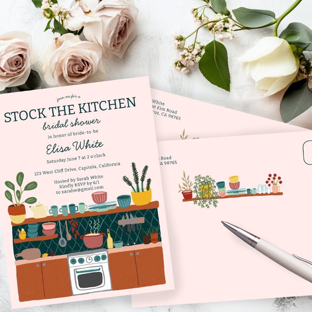 Invitation Carte Postale STOCK THE KITCHEN Bridal Shower Cute CUSTOM (STOCK THE KITCHEN Bridal Shower Cute CUSTOM Invitation Postcard
)