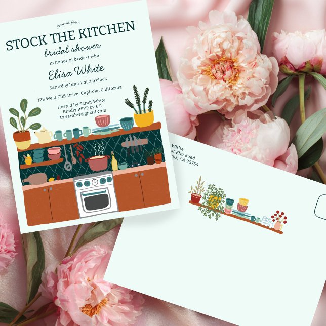 Invitation Carte Postale STOCK THE KITCHEN Bridal Shower Cute CUSTOM (STOCK THE KITCHEN Bridal Shower Cute CUSTOM Invitation Postcard
)