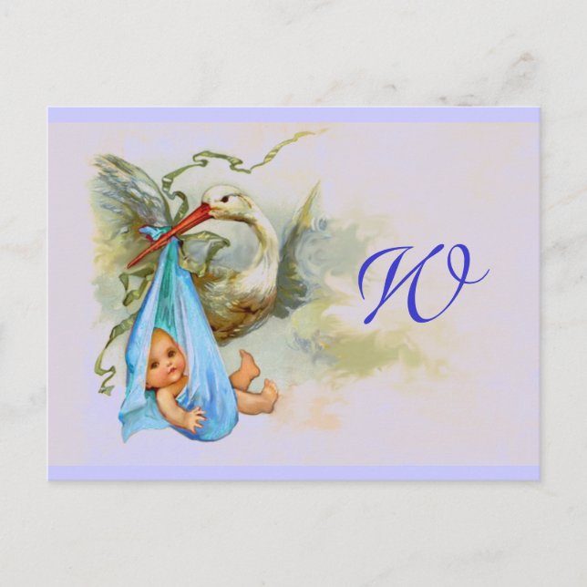 INVITATION CARTE POSTALE STORK BÉBÉ GARÇON DOUCHE 2 (Devant)