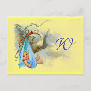 INVITATION CARTE POSTALE STORK BÉBÉ GARÇON DOUCHE 2